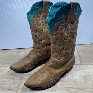Coconuts by Matisse Western Boots Women’s 6.5M Brown Suede Turquoise Trim